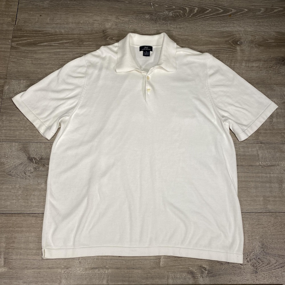 Brooks Brothers 346 Polo Shirt Mens XL White Cotton Knit Short Sleeve Classic